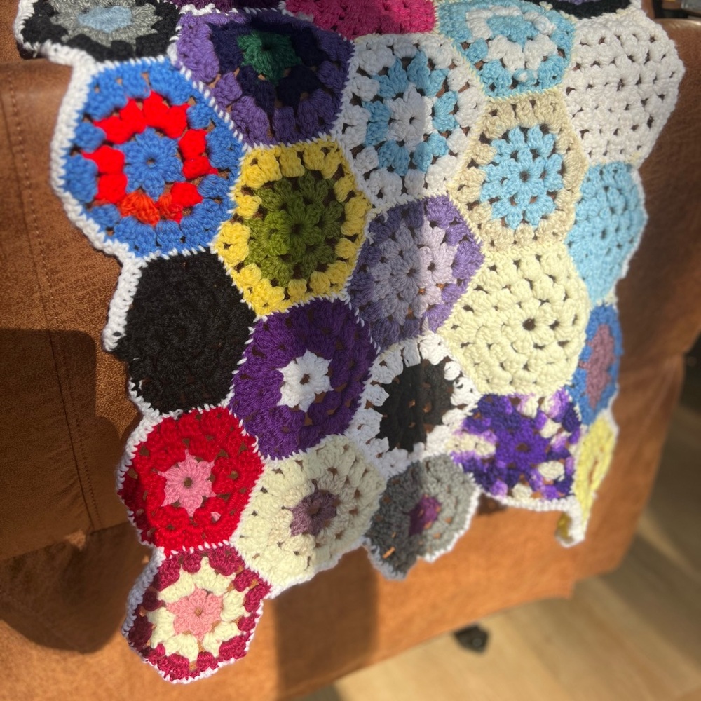 Multicolor Crochet Hexagon Blanket